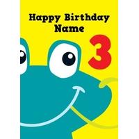 frog 3rd third birthday card