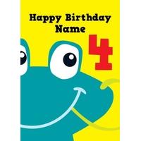 frog 4th fourth birthday card