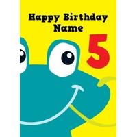 frog 5th fifth birthday card