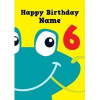 frog 6th sixth birthday card