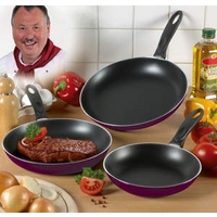 frying pan set 3 piece aubergine colour 20 24 28 cm westfalia