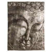 Francesca Buddha Wall Plaque Large In Antique Silver Finish