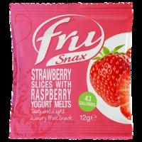 Fru Snax Yoghurt Melts Luxury Fruit Snack Strawberry Slices with Raspberry 12g - 12 g