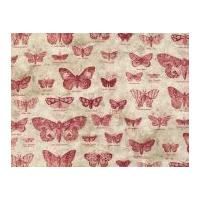 Free Spirit Tim Holtz Eclectic Elements Butterflight Quilting Fabric Red