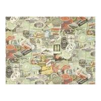 Free Spirit Tim Holtz Eclectic Elements Travel Labels Quilting Fabric Multi
