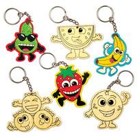 Fruity Faces Colour-in Wooden Keyrings (Pack of 6)