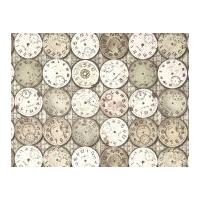 Free Spirit Tim Holtz Eclectic Elements Timepieces Quilting Fabric Multi