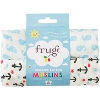 Frugi Lovely Organic Whale & Anchor Muslin Cloths - Pack of 2