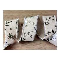 Frayed Edge Floral Print Burlap Rustic Ribbon