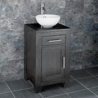 Freestanding 45cm Solid Wenge Oak Vanity Cabinet with Stabia Round Ceramic Sink