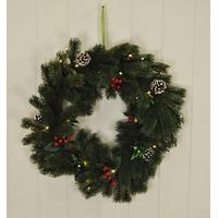 Frosted Pine 56cm Christmas Wreath with LED Lights