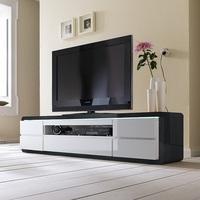 Frame TV Stand In Black And White High Gloss With LED Lighting