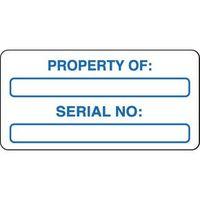 FRAGMENTING LABELS ROLL OF 250 PROPERTY OF/SERIAL NO 50 X 25