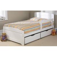 Friendship Mill Wooden Rainbow Kids Bed, Single, 2 Side Drawers, White, Matching Guard Rail