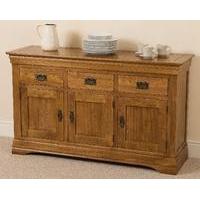 French Chateau Rustic Solid Oak Large Sideboard