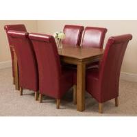 french rustic solid oak 150 cm dining table with 6 burgundy montana le ...