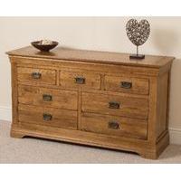 French Chateau Rustic Solid Oak 7 Drawer Chest