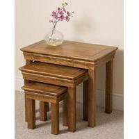 French Chateau Rustic Solid Oak Nest of Tables