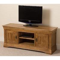 French Chateau Rustic Solid Oak Widescreen TV Unit