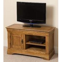 French Chateau Rustic Solid Oak Small TV Cabinet