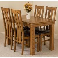 French Rustic Solid Oak 120 cm With 4 Princeton Rustic Solid Oak Chairs