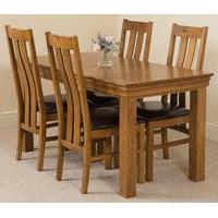 French Rustic Solid Oak 150 cm Dining Table with 4 Princeton Rustic Solid Oak Chairs