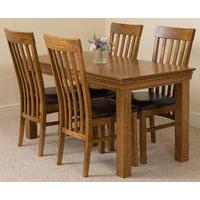 French Rustic Solid Oak 150 cm Dining Table with 4 Harvard Rustic Solid Oak Chairs