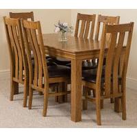 French Rustic Solid Oak 150 cm Dining Table with 6 Princeton Rustic Solid Oak Chairs