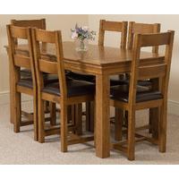 French Rustic Solid Oak 150 cm Dining Table with 6 Lincoln Rustic Oak Chairs