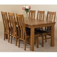 French Rustic Solid Oak 180 cm Dining Table with 6 Princeton Rustic Solid Oak Chairs