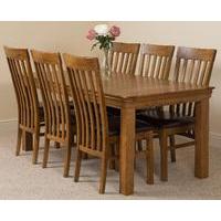 French Rustic Solid Oak 180 cm Dining Table with 6 Harvard Rustic Solid Oak Chairs
