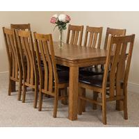 French Rustic Solid Oak 180 cm Dining Table with 8 Princeton Rustic Solid Oak Chairs