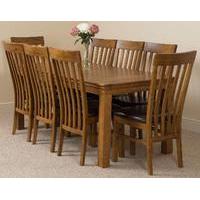French Rustic Solid Oak 180 cm Dining Table with 8 Harvard Rustic Solid Oak Chairs