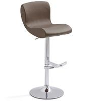 Fresh Bar Stool In Brown Faux Leather With Round Chrome Base