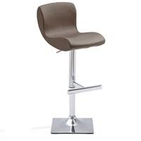 Fresh Bar Stool In Brown Faux Leather With Square Chrome Base