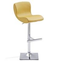 Fresh Bar Stool In Curry Faux Leather With Square Chrome Base
