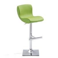 Fresh Bar Stool In Green Faux Leather With Square Chrome Base