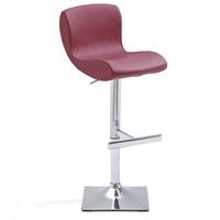 Fresh Bar Stool In Bordeaux Faux Leather With Square Chrome Base