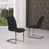 Fredo Dining Chair In Black Suede Effect Fabric In A Pair
