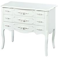 French White Painted Rose Chest of Drawer - 3 Drawer