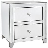 Frosted Diamond Crush Mirrored 2 Drawer Cabinet