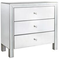 Frosted Diamond Crush Mirrored 3 Drawer Cabinet