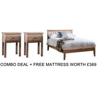 Frank Hudson Banbury Oak 5ft Low Foot End Bed Combo with Free Mattress