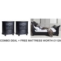Frank Hudson Safari Ebony Leather 6ft High Foot End Bed Combo with Free Mattress