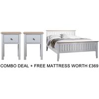 Frank Hudson Banbury Grey 5ft High Foot End Bed Combo with Free Mattress
