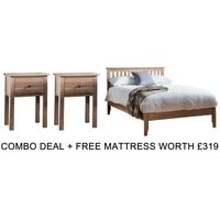 Frank Hudson Banbury Oak 4ft 6in Low Foot End Bed Combo with Free Mattress