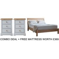Frank Hudson Marlow Solid Oak 5ft Low Foot End Bed Combo with Free Mattress