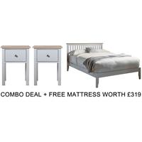 frank hudson banbury grey 4ft 6in low foot end bed combo with free mat ...