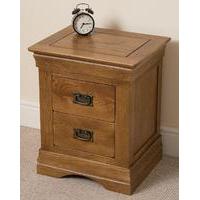 French Chateau Rustic Solid Oak Bedside Table