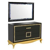 Frenzi Dresser With Mirror In Black Gloss And Diamanté Jewels